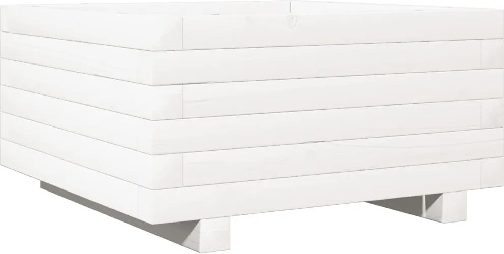 vidaXL Jardinieră de grădină, alb, 50x50x26,5 cm, lemn masiv de pin