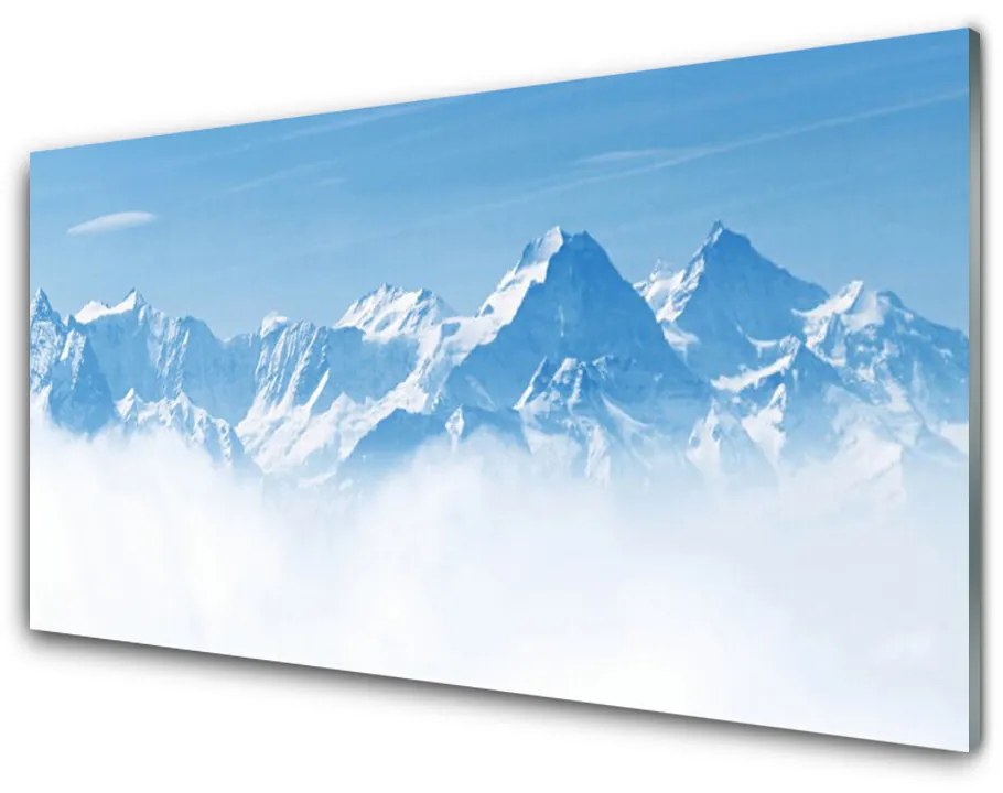 Tablouri acrilice Munte Ceață Peisaj Albastru Alb