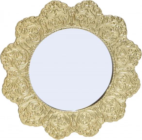 Oglinda rotunda cu rama din aluminiu antique brass Image, 32x32x2 cm