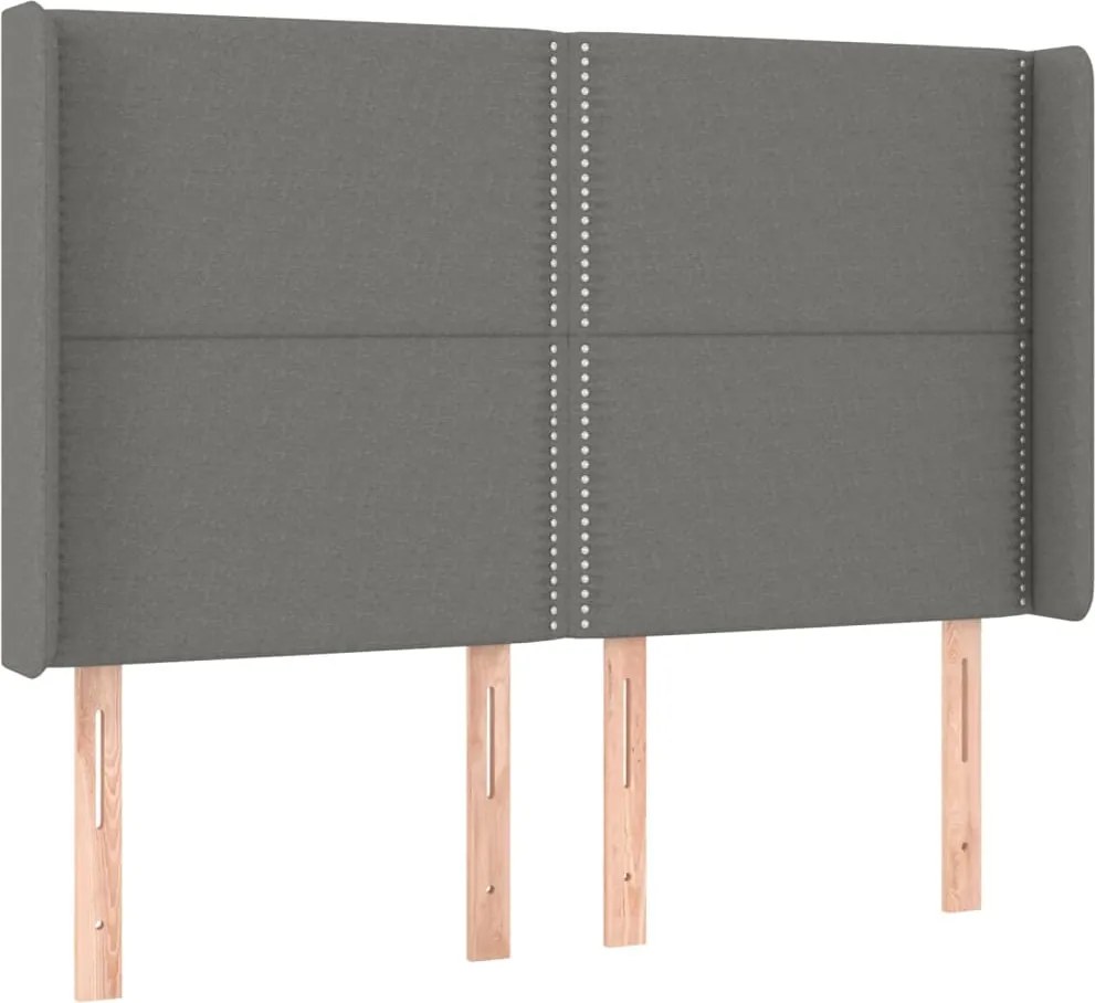 vidaXL Tăblie de pat cu aripioare gri închis 147x16x118/128 cm textil