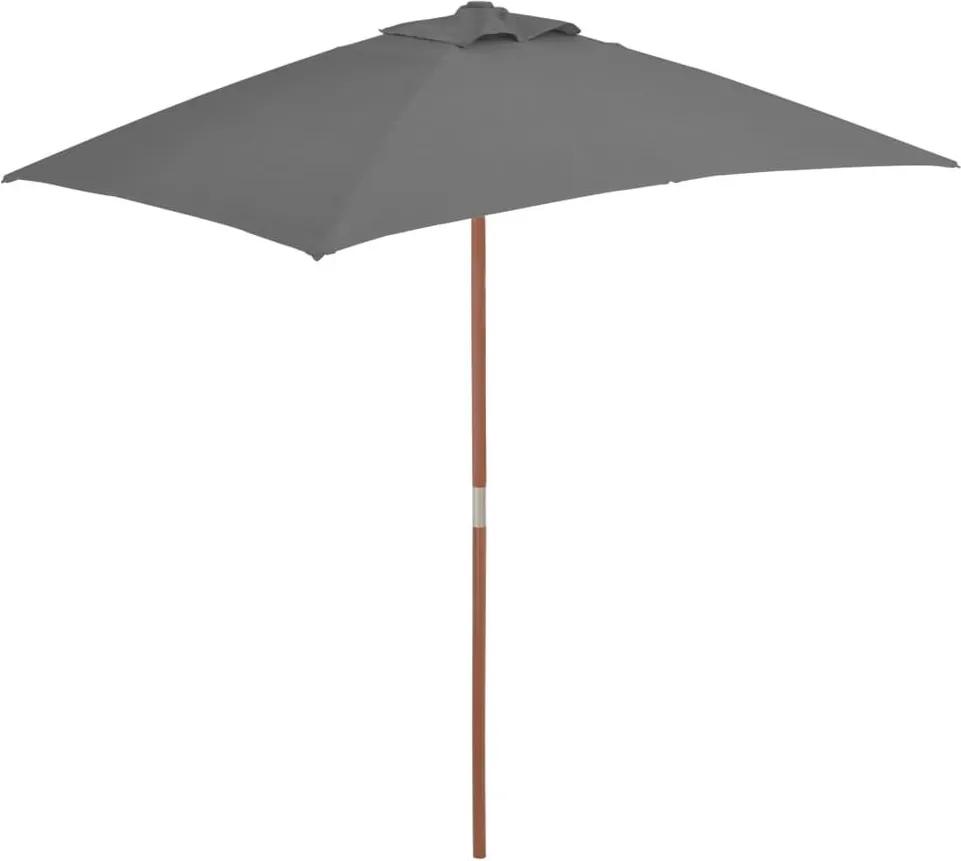 Umbrelă de soare, exterior, stâlp lemn, 150x200 cm, antracit