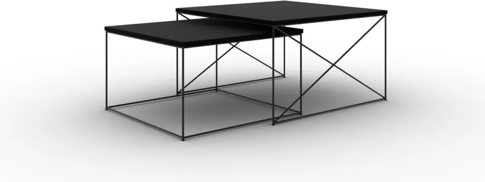 Set masute de cafea, Licco 2, ADRK Furniture (Culoare: Negru / Negru)