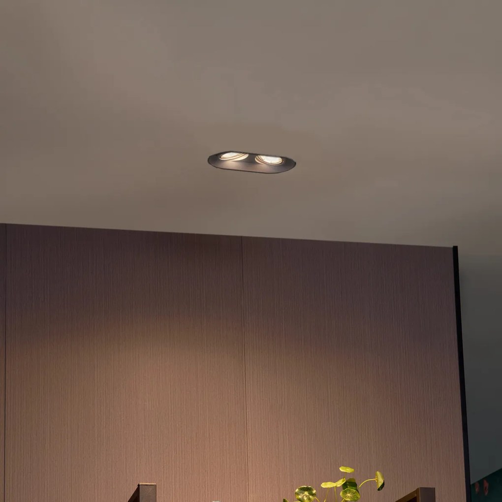 Spot integrat rotund negru GU10 50mm 2 lumini - Hubs