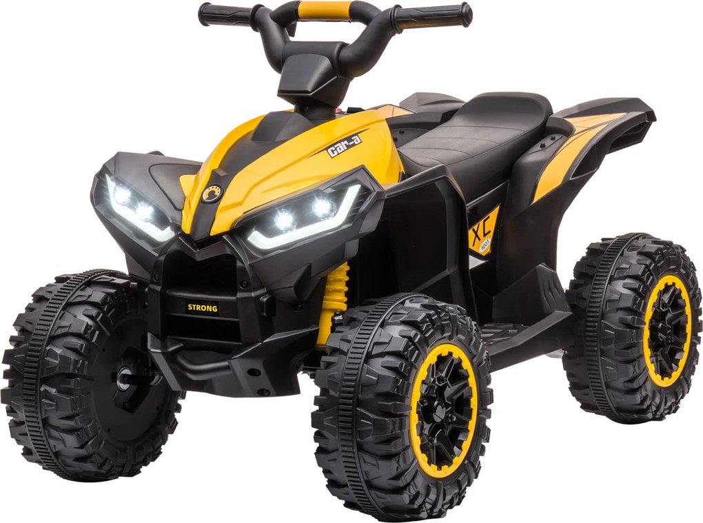 HOMCOM ATV Electric Copii Galben 3-5 ani cu muzica faruri LED cauciucuri late claxon masina | Aosom Romania