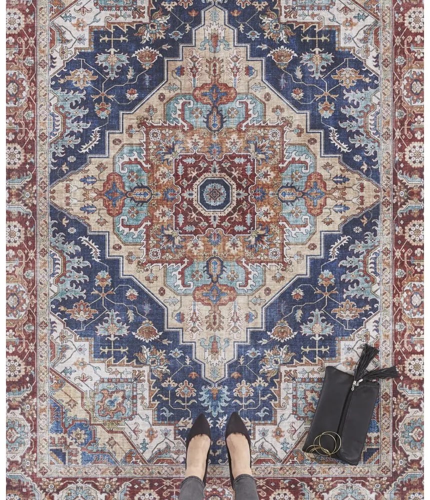 Covor Nouristan Sylla, 120 x 160 cm, roșu - albastru închis