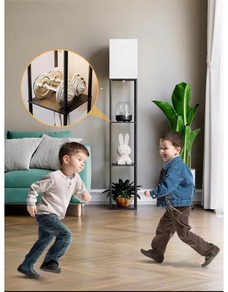 Lampă de podea cu polițe 1xE27/40W/230V 160 cm neagră/albă
