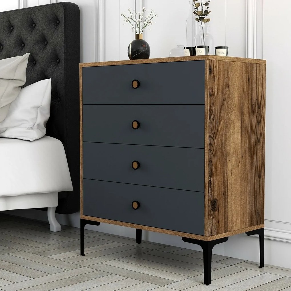 Comodă Lizbon Anthracite and Walnut