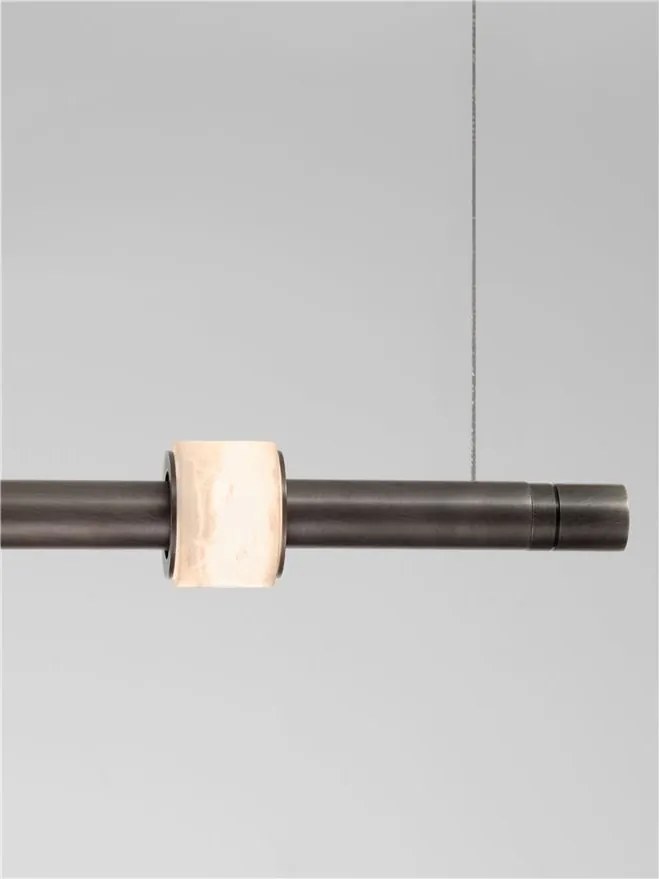 Lustra tub subtire aluminiu gri inchis si alabastru LED MARLOW