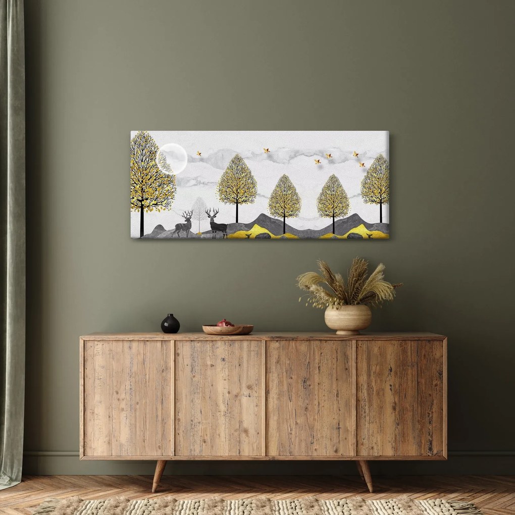 Tablou cu cerbi pictați (120x50 cm)