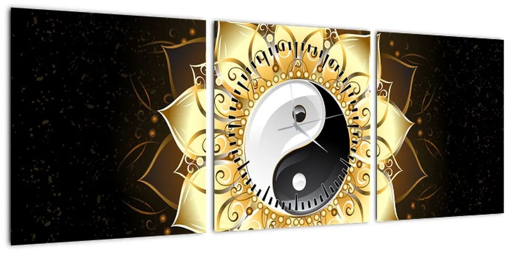 Tablou - Yin-Yan de aur (cu ceas) (90x30 cm)