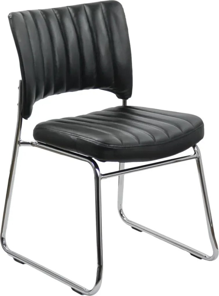 Scaun vizitator NOBLE, cadru cromat, piele ecologica, Negru