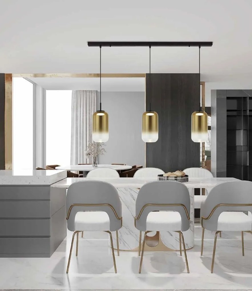 Lustra LED suspendata design decorativ Chloe 3L negru/auriu