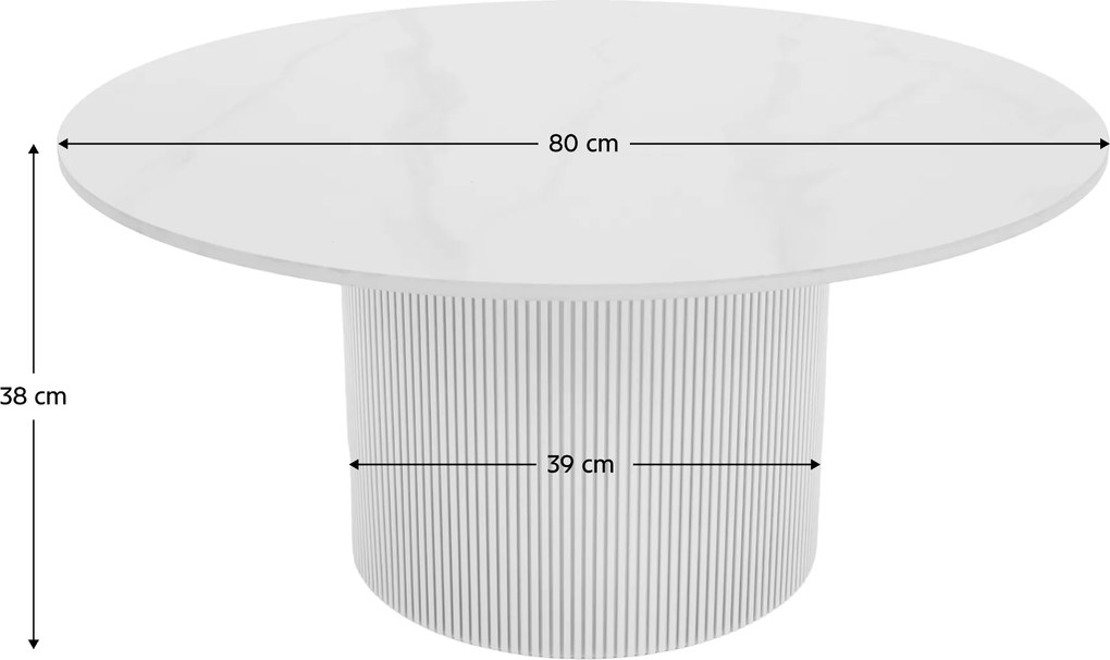 Măsuţă de cafea, marmură albă/MDF, diametru 80 cm, MAHIR TYP 1