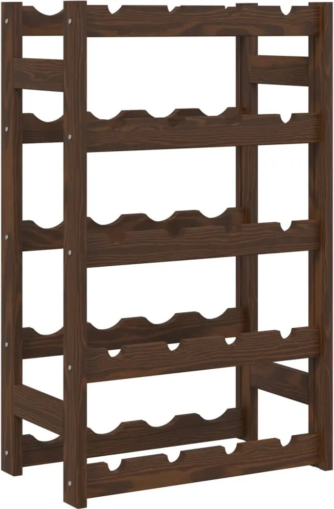 vidaXL Suport sticle de vin, 20 sticle, maro, lemn masiv de pin