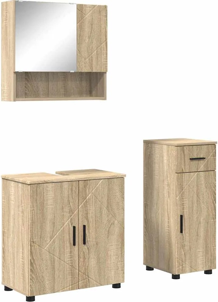 vidaXL Set de mobilier pentru baie cu sertar 3 pcs Stejar Sonoma