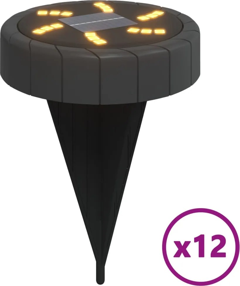 vidaXL Lămpi solare cu țăruși de sol pentru exterior, 12 buc. alb cald