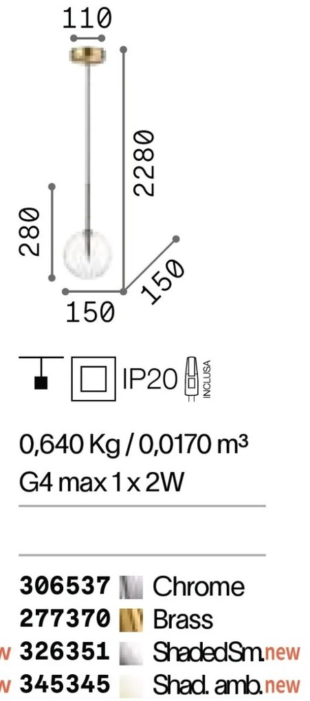 Pendul EQUINOXE SP1 D15 crom/ faded smoky