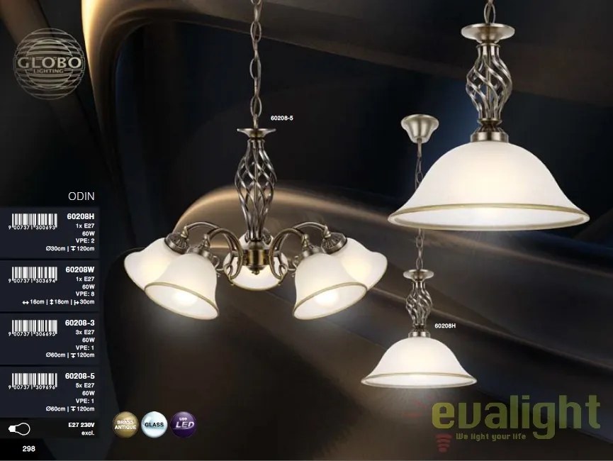 Candelabru clasic cu 5 brate, finisaj brass antique, Odin 60208-5 GL