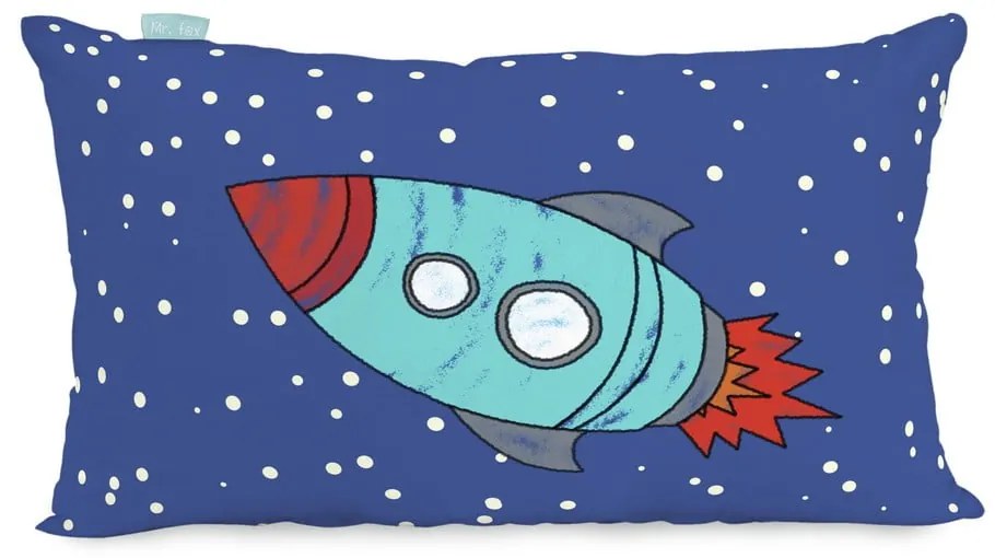 Față de pernă din bumbac cu 2 fețe Space Rocket, 50 x 30 cm