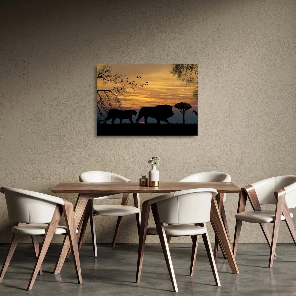 Tablou pe sticlă cu Safari (70x50 cm)
