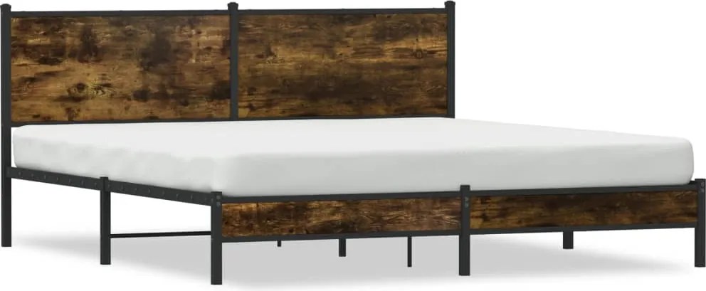 vidaXL Cadru de pat metalic fără saltea, stejar fumuriu, 183x213 cm