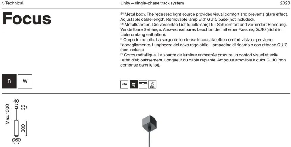 Pendul, accesoriu pentru sinele monofazate Unity, Focus alb