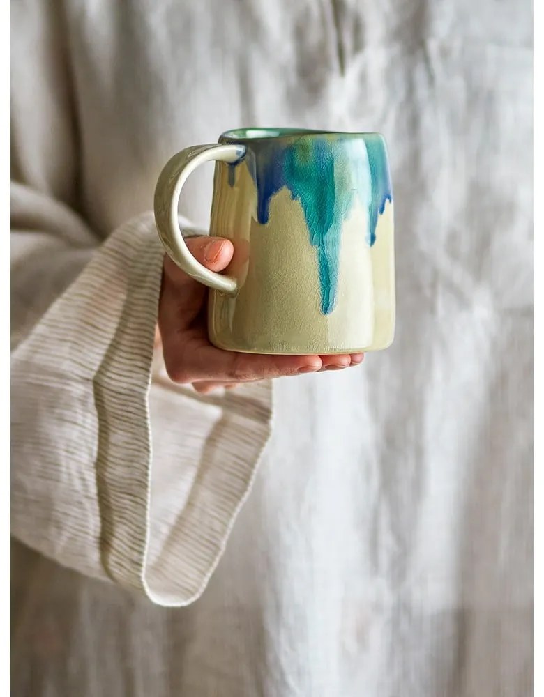 Cană albastră-bej din gresie 450 ml Yori – Bloomingville