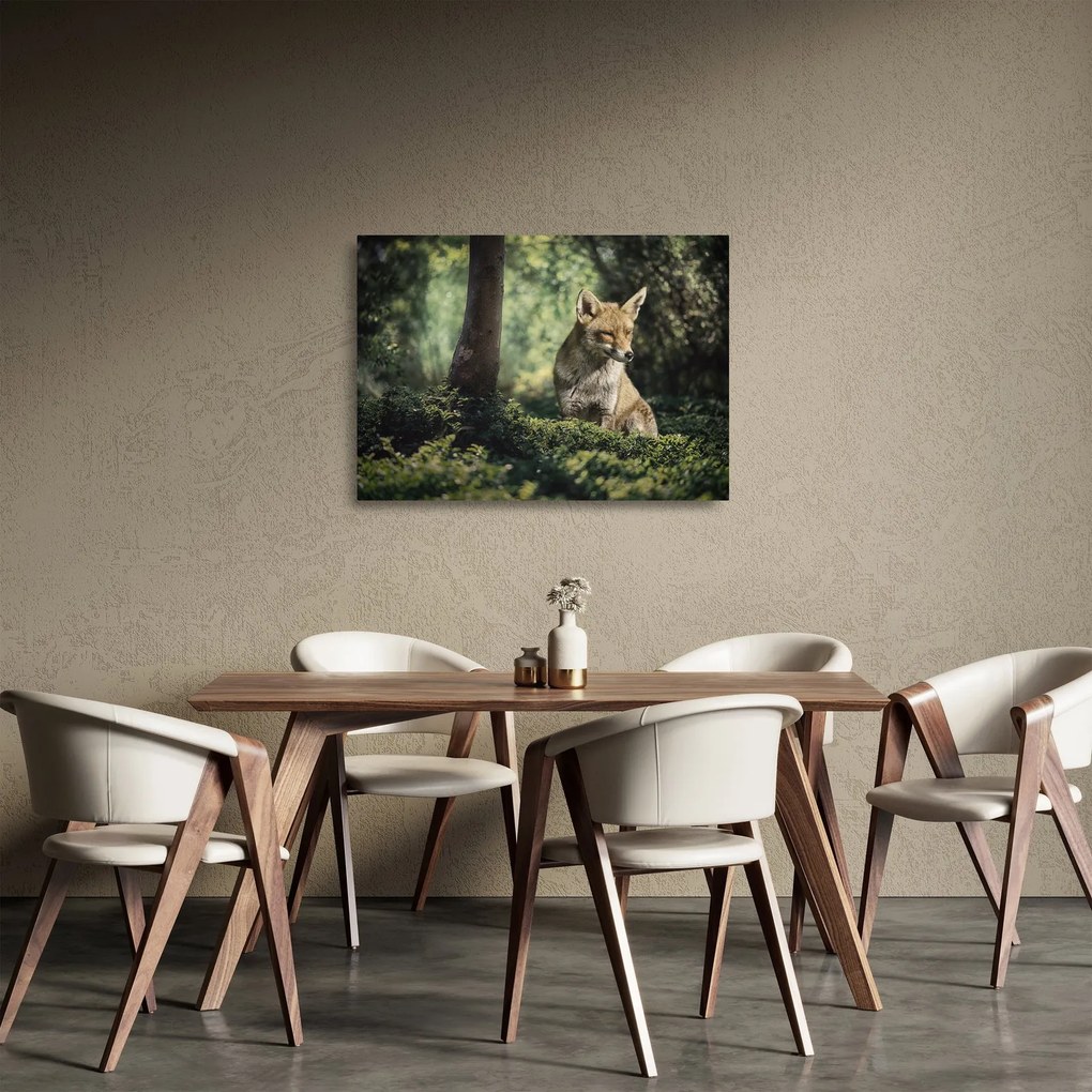 Tablou pe sticlă cu vulpe (70x50 cm)