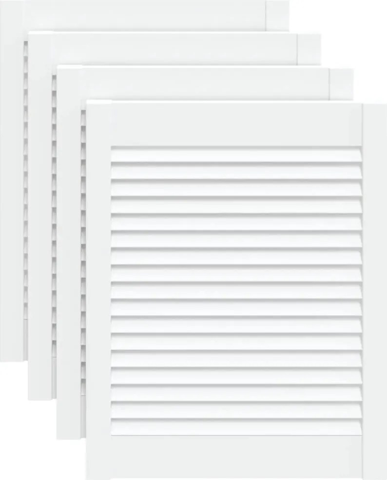 vidaXL Uși dulap design lambriu 4 buc. alb 61,5x49,4 cm lemn masiv pin