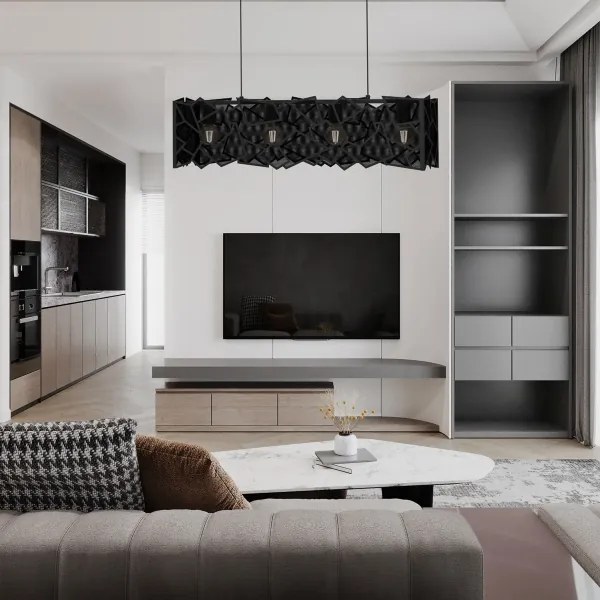 Lustră pe cablu CAMO 4xE27/15W/230V negru