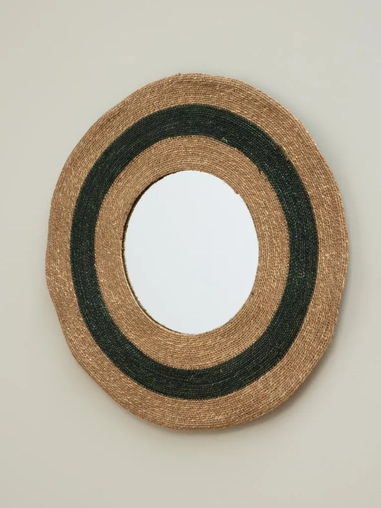 Oglinda de perete din iuta naturala D70cm Reed