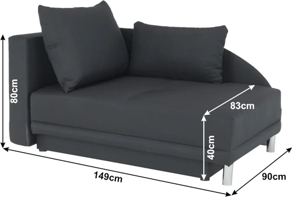 Canapea extensibilă, material textil gri-negru, stânga, LAUREL