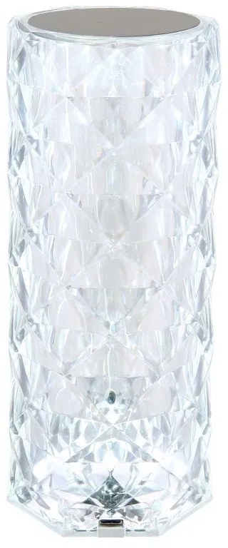 Lampa de masa cu baterii, plastic transparent cu efect de cristal Gixi alb 9cm