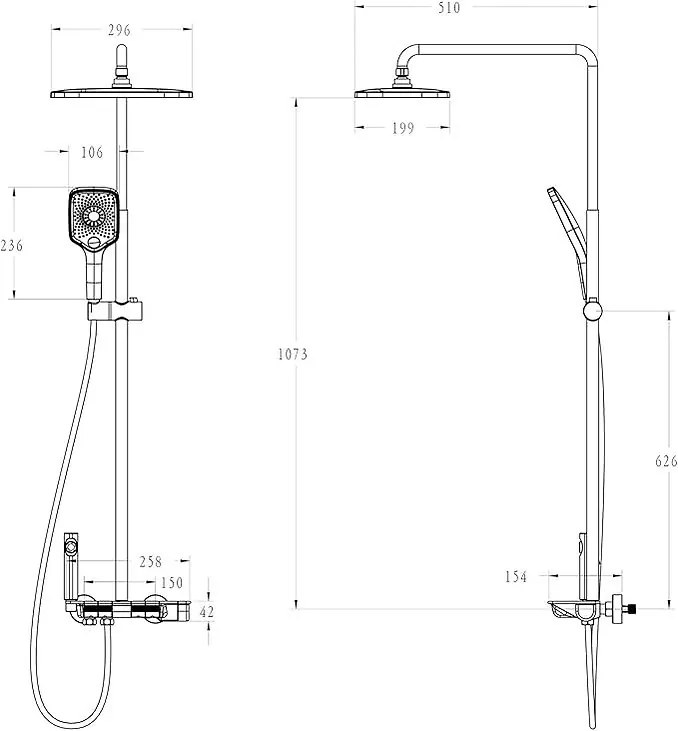 Set coloana dus S22, display digital, afisare temperatura