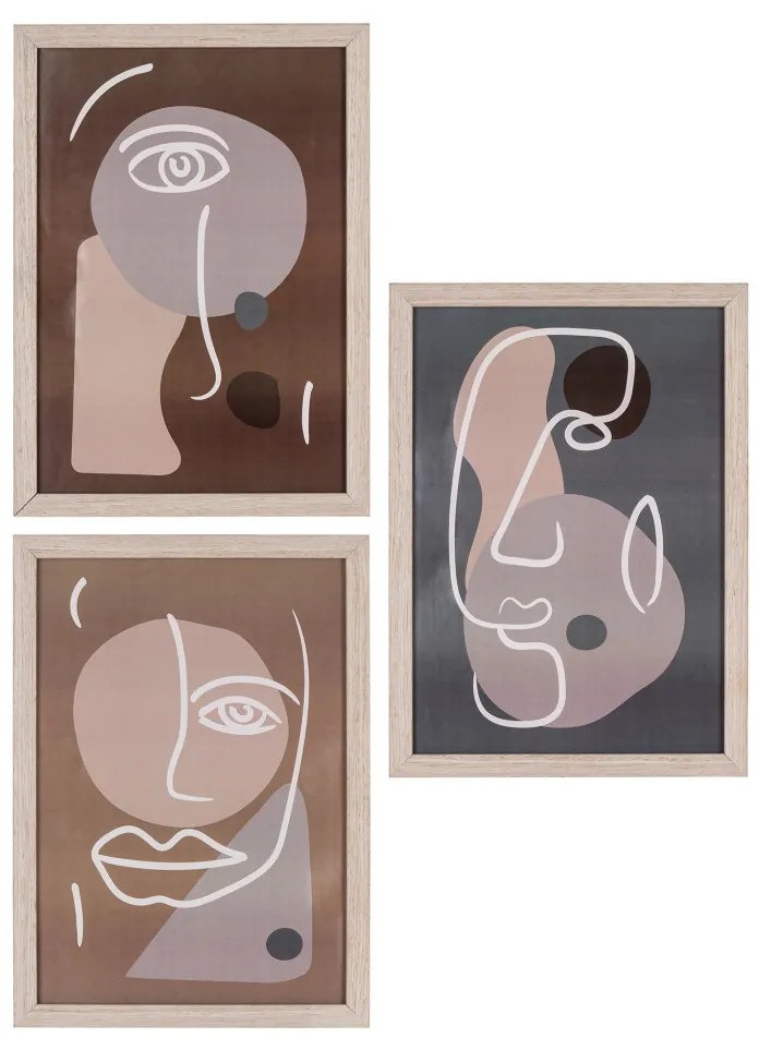 Set de artă de perete Madison, natural, 3 piese