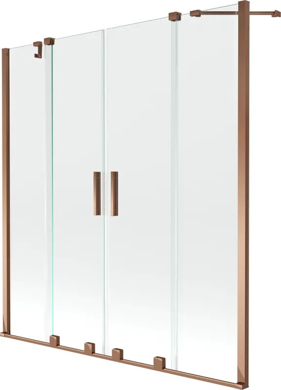 Mexen Velar Duo paravan pentru cadă cu 2 aripi glisante 160 x 150 cm, transparent, aur roz - 896-160-000-02-60