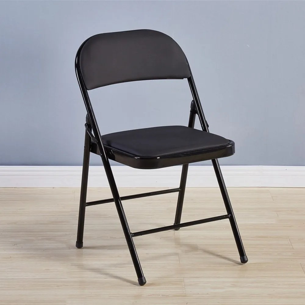 Scaun pliabil pentru living, bucatarie si camping HouseXL™ Black Folding Chair 2900, Dimensiuni 46X47X98 cm, Sezut moale, Design ergonomic, Picioare
