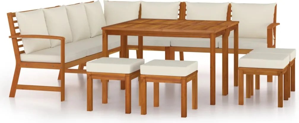 vidaXL Set mobilier grădină cu perne, 11 piese, lemn masiv de acacia