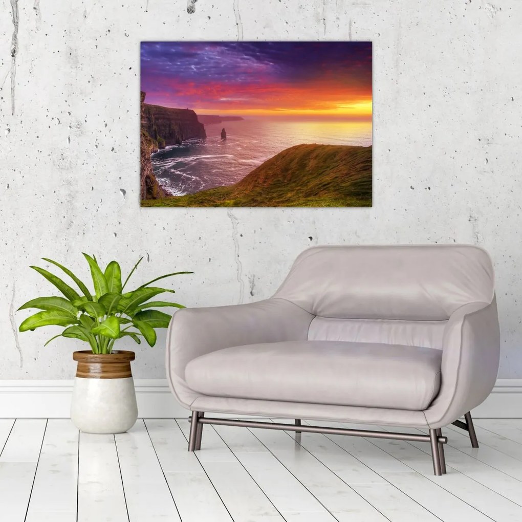 Tablou pe sticlă - Stâncile din Moher (70x50 cm)
