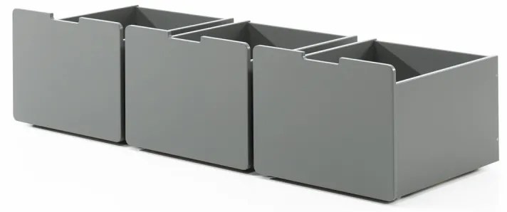 Dormitor Pino GRI 90x200 cm – Confort și ordine cu scară, 3 sertare & raft suspendat | Gama PINO