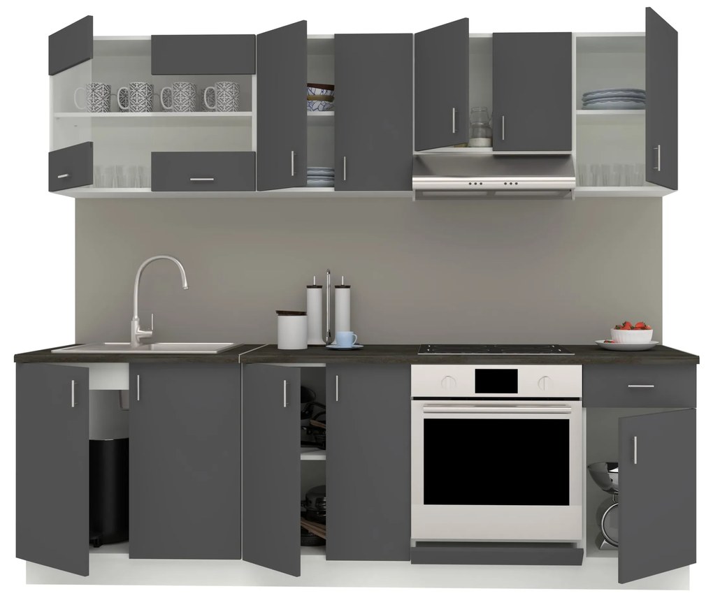 Set Bucatarie Karo V15, Antracit/Alb, Blat Thermo 28 mm, L 240 cm