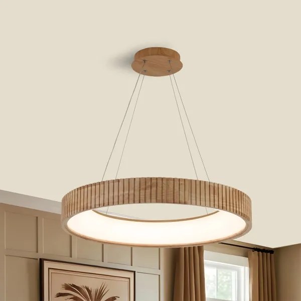 Brilagi - Lustră suspendată LED FALCON WOOD MODERN, 40 W, 230 V, Ø 60 cm, lemn