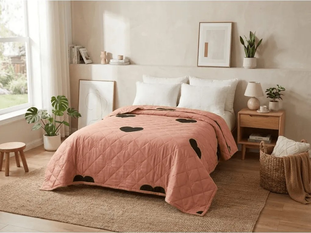 Patura de vara HEARTIX 140x200 cm, portocaliu