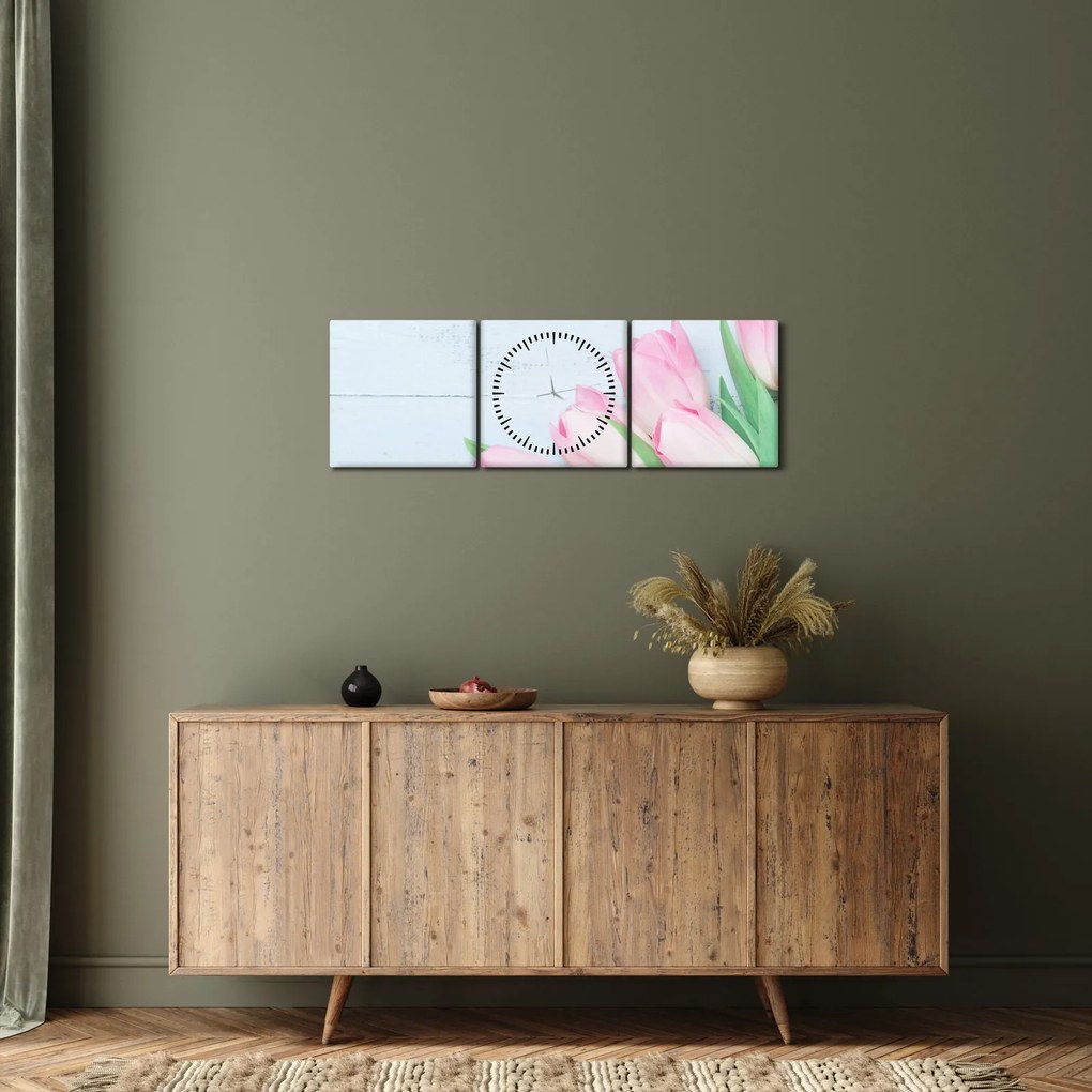 Tablou - Buchet de lalele (cu ceas) (90x30 cm)
