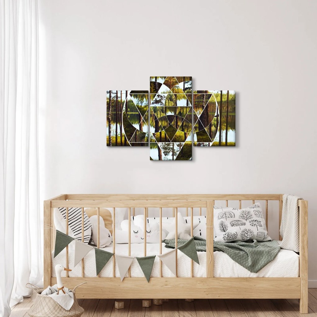 Tablou - Colaj geometric pe fundalul pădurilor nordice (90x60 cm)