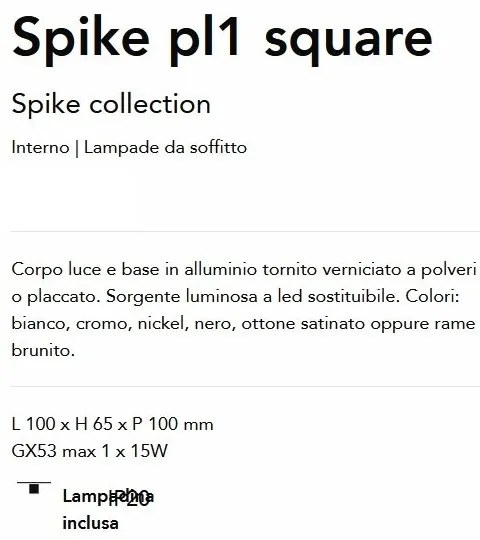 Spot aplicat Spike pl1 square cupru