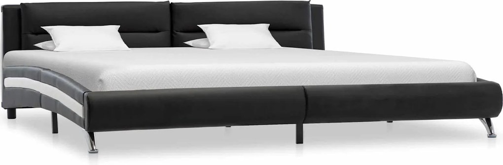 vidaXL Cadru de pat cu headboard Negru 160 x 200 cm Piele artificială