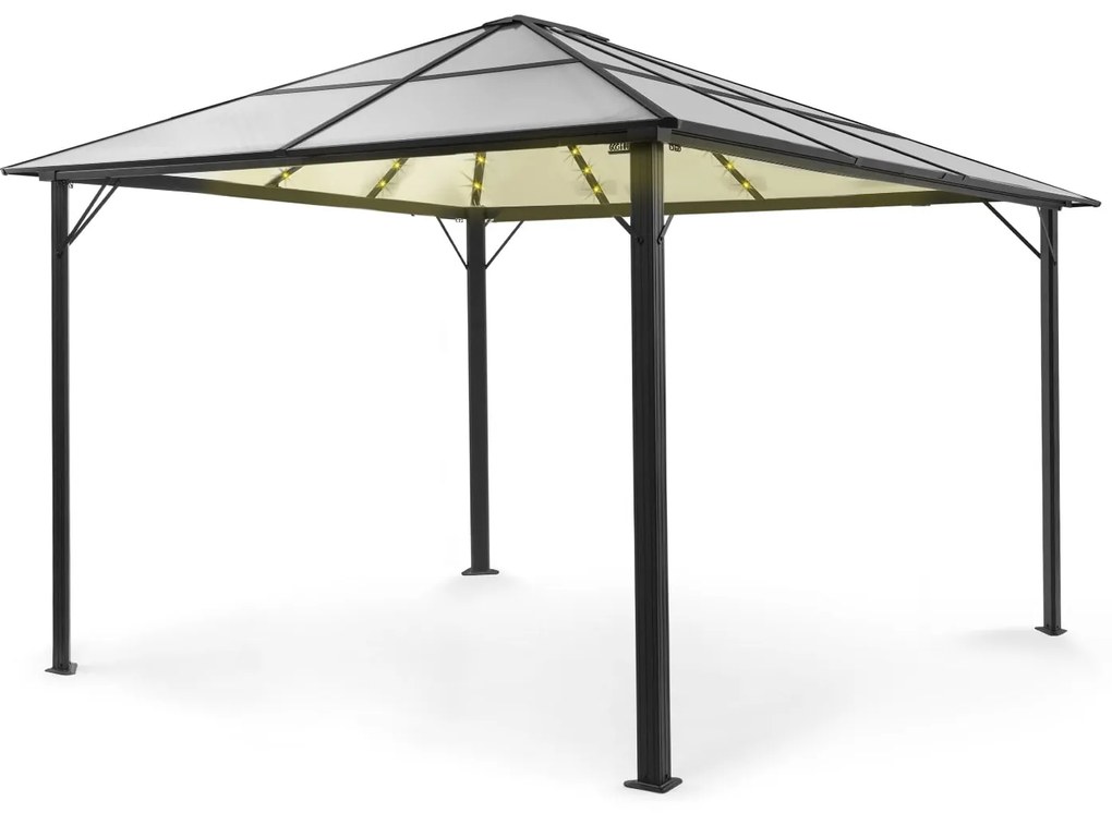 Pantheon Solid Sky Ambient Solar, pavilion cu acoperiș, 3 × 4 m, policarbonat, aluminiu, iluminat