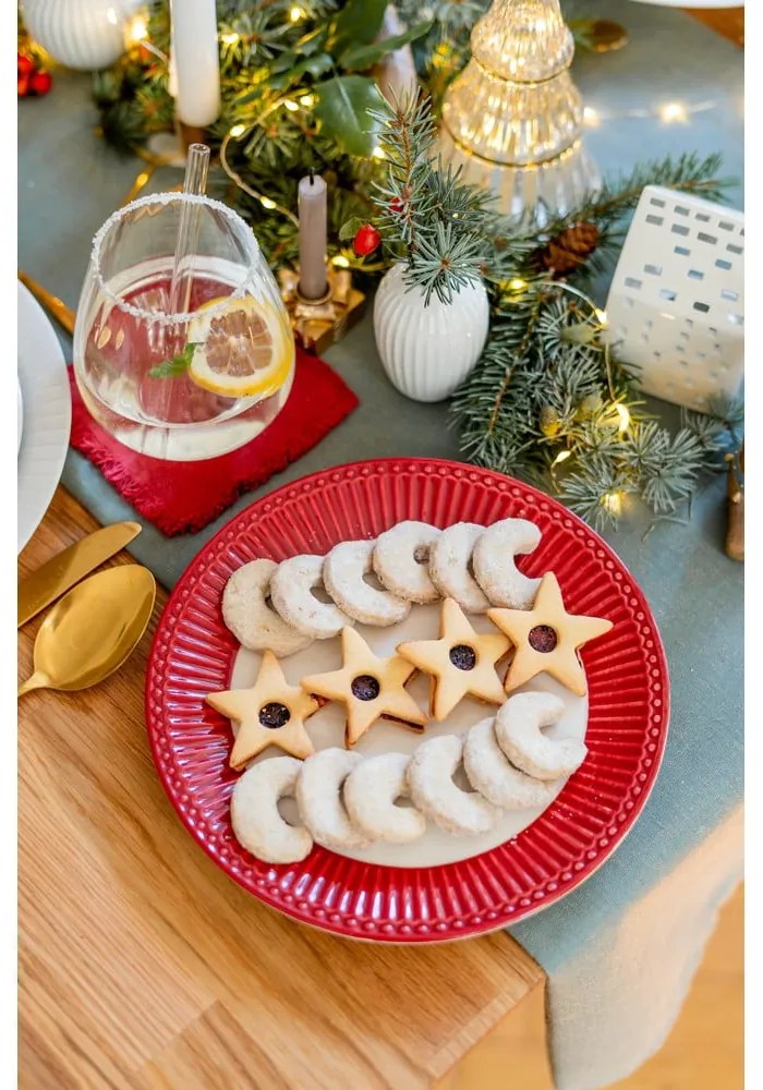 Suporturi pahare din in roșu 4 buc. – Linen Tales