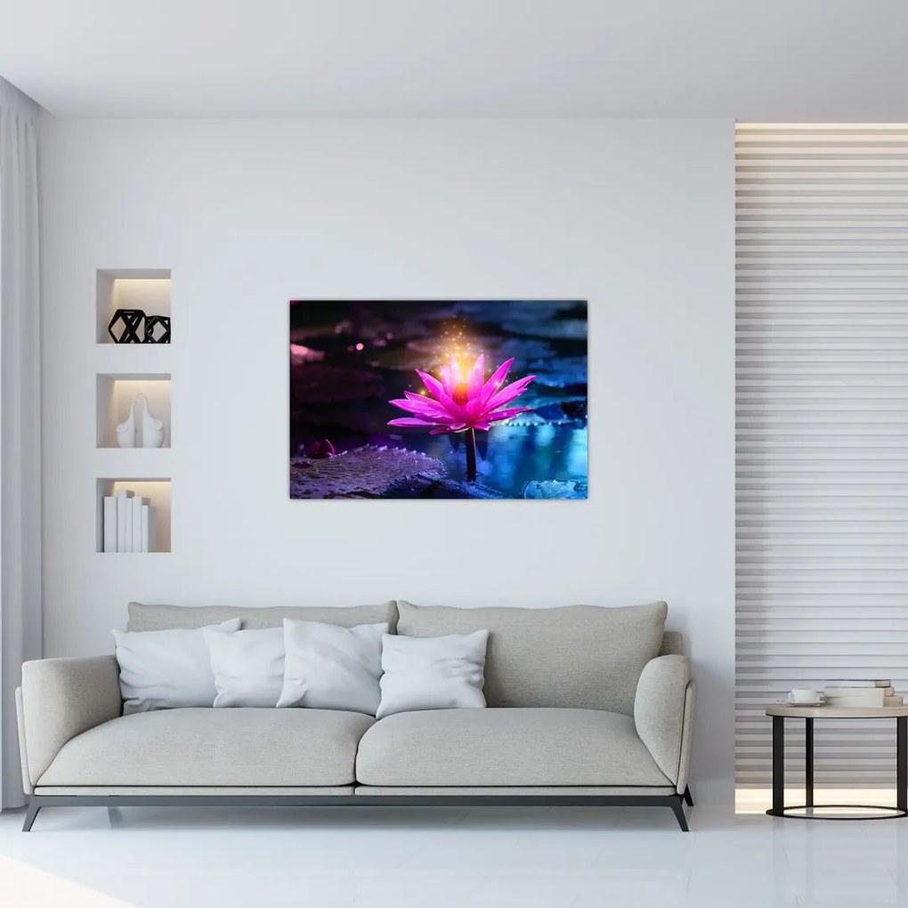 Tablou cu lotus pe apă (90x60 cm)